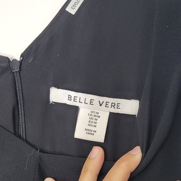 Belle Vere Black Jumpsuit Sleeveless V-Neck Back Zip Wrap Front Evening Wedding - Picture 7 of 12